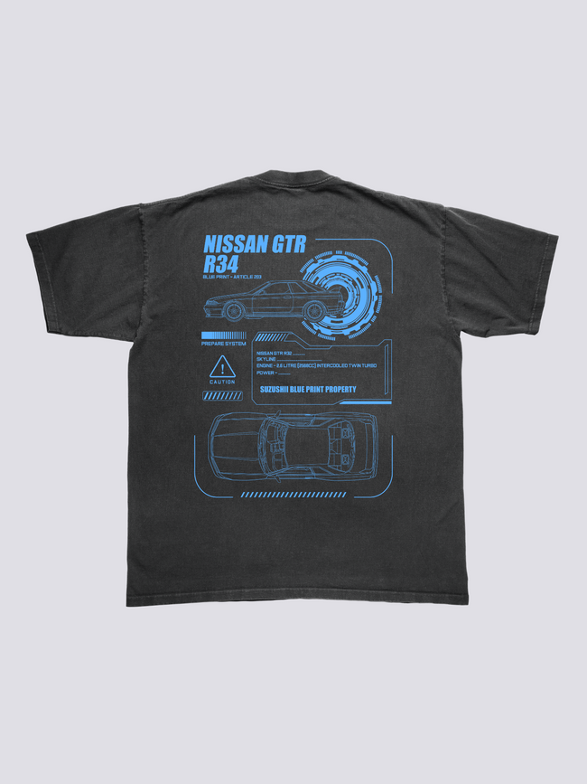 GTR Blueprint Vintage T-Shirt Hover Image
