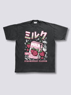 Front Print - Strawberry Milk Vintage T-Shirt