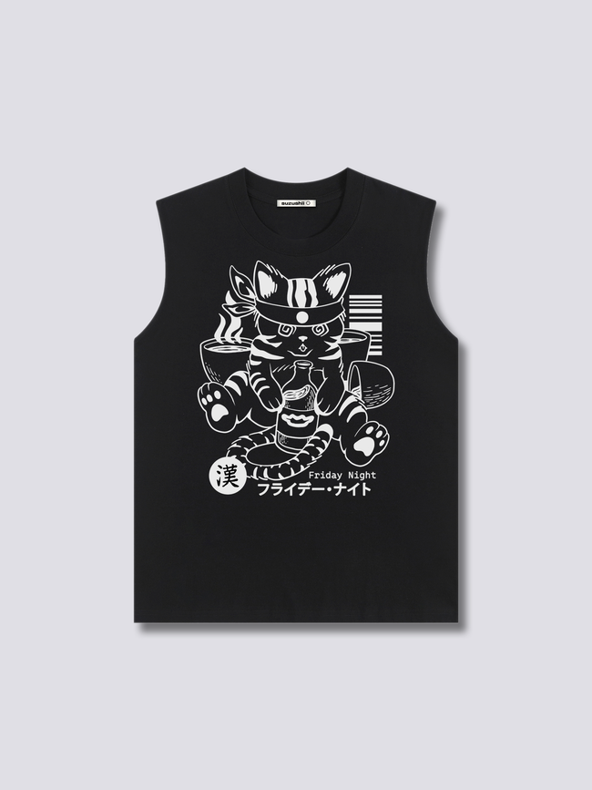 Front Print - Boozy Cat Tank Top Hover Image