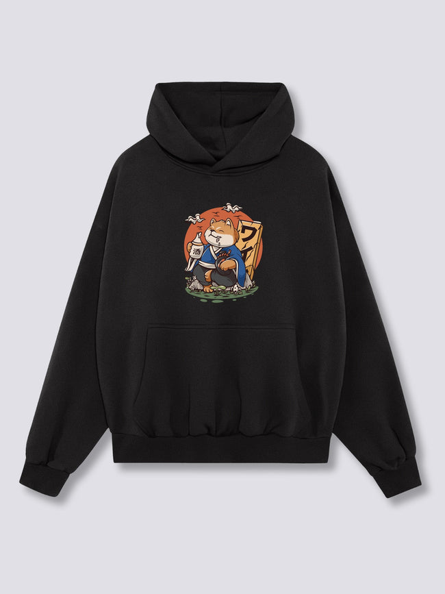 Front Print - Drunk Shiba Hoodie Hover Image