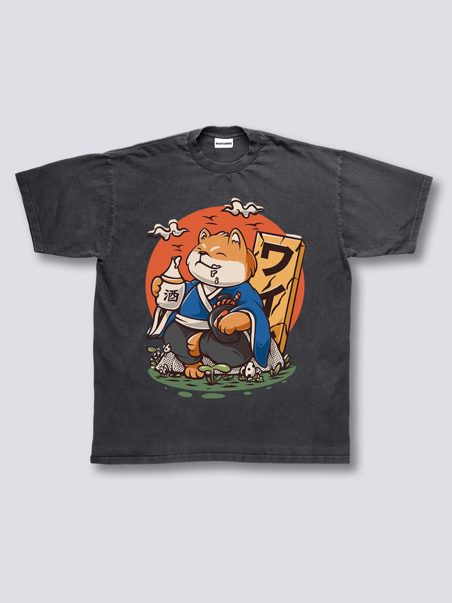 Front Print - Drunk Shiba Vintage T-Shirt Hover Image