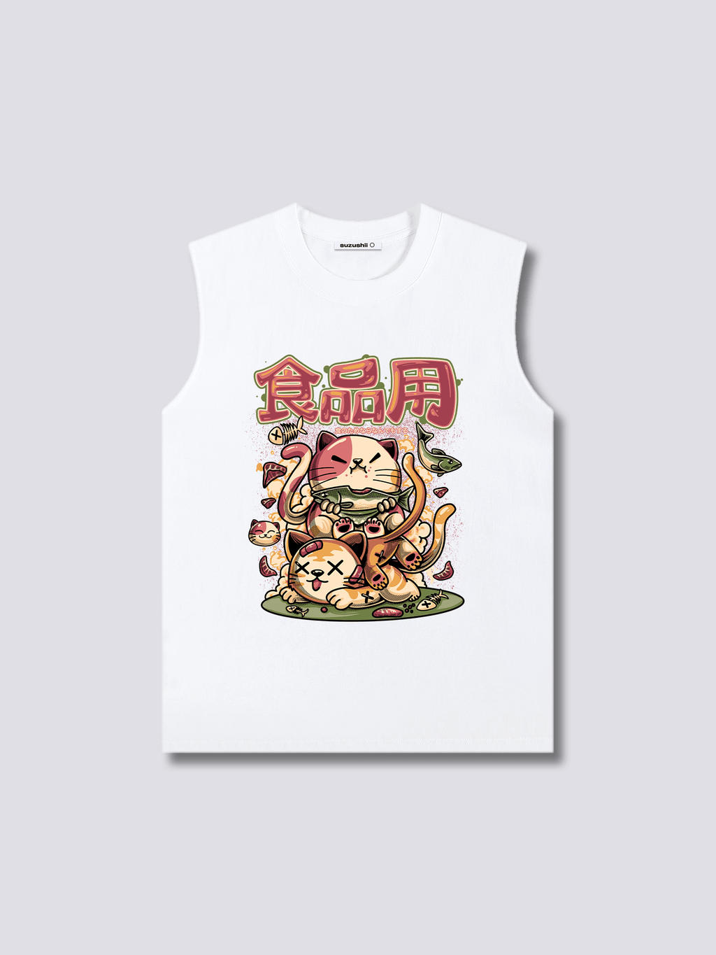 Front Print - Hungry Neko Tank Top