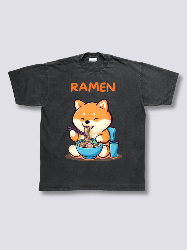 Front Print - Shiba Ramen Vintage T-Shirt Hover Image