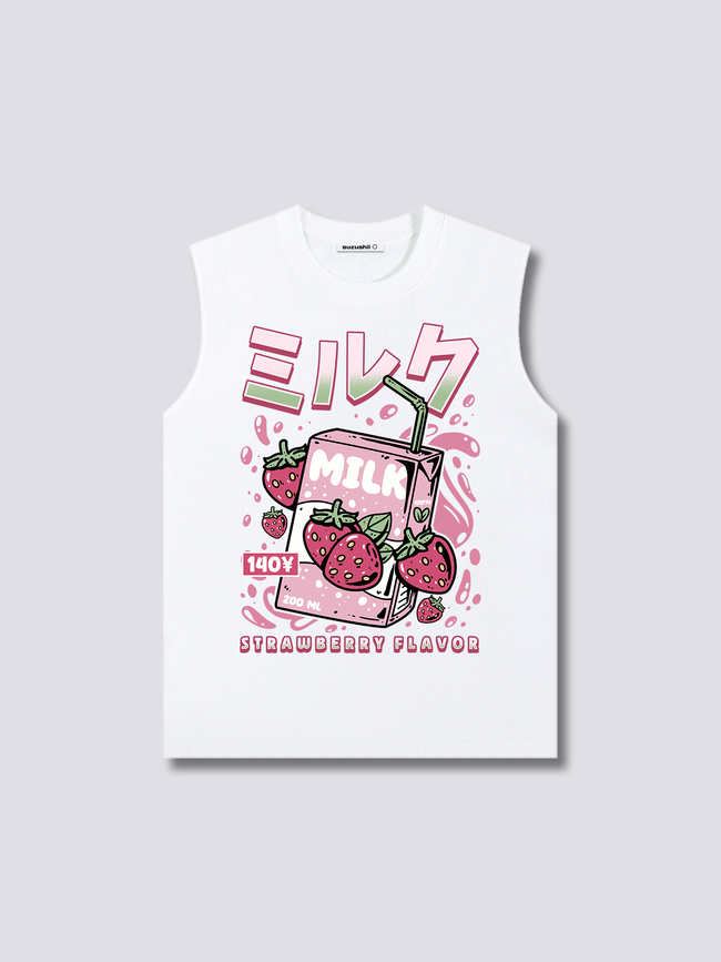 Front Print - Strawberry Milk Tank Top Hover Image
