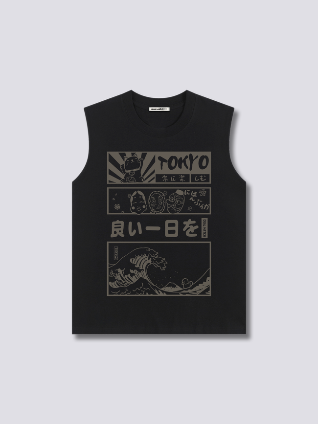 Front Print - Tokyo Wave Tank Top Main Image
